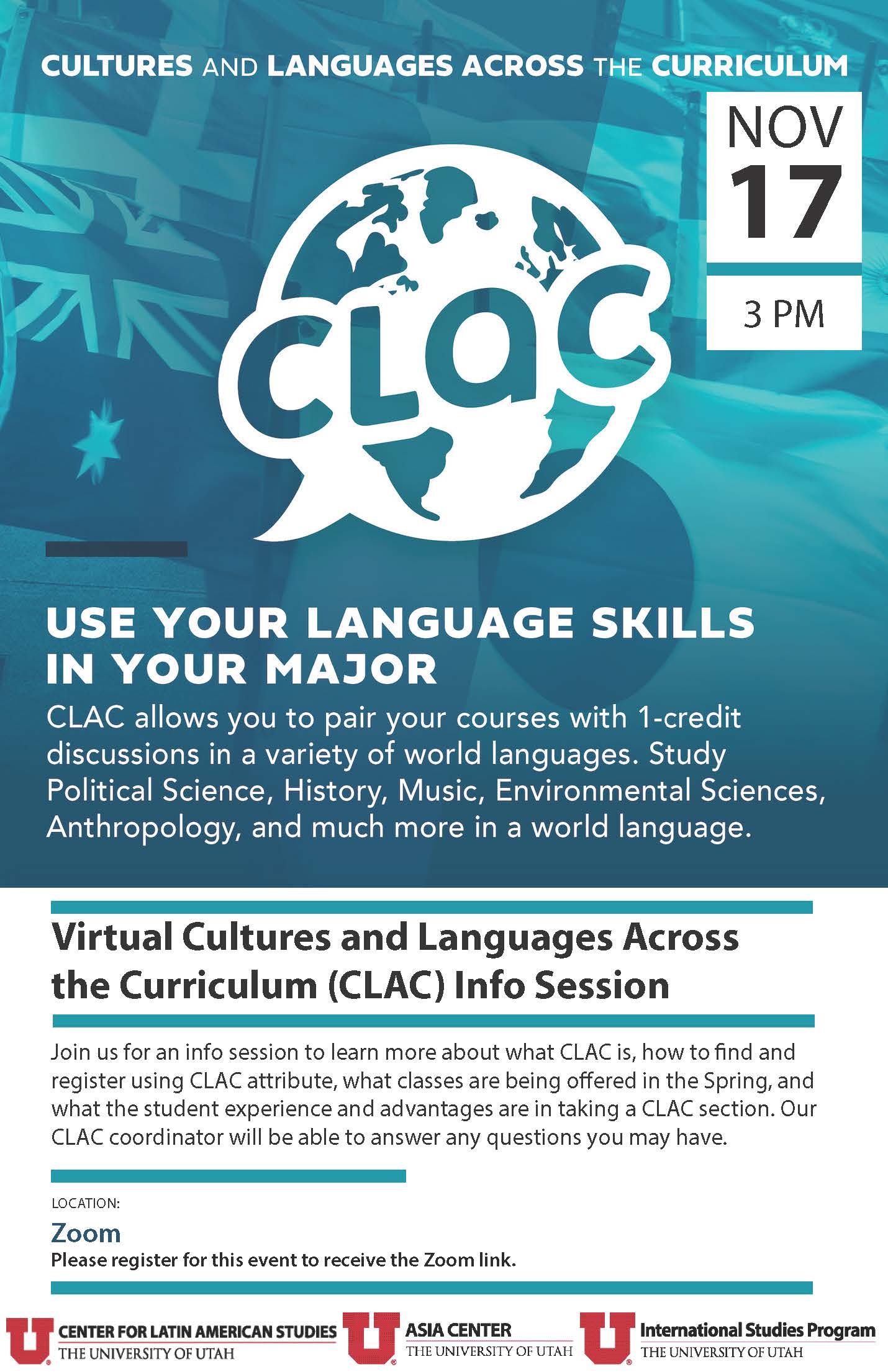 Flyer with CLAC description and info session